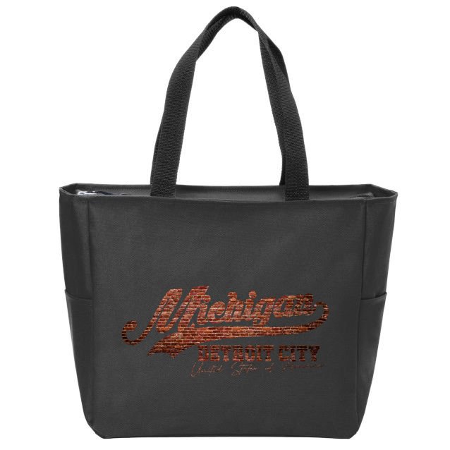 Michigan Detroit City Bricks Zip Tote Bag