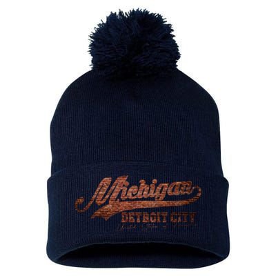 Michigan Detroit City Bricks Pom Pom 12in Knit Beanie