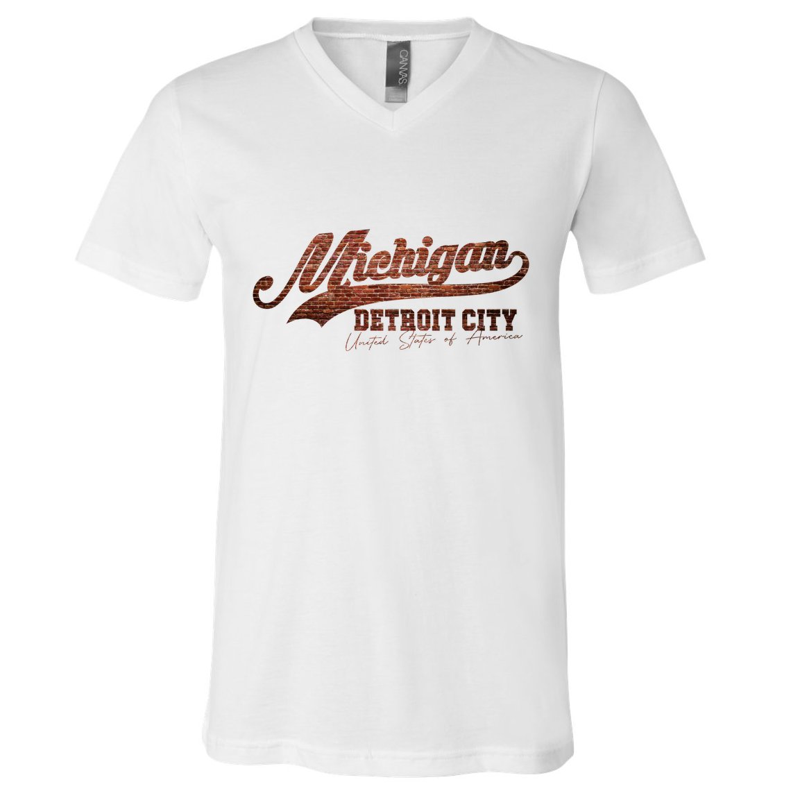 Michigan Detroit City Bricks V-Neck T-Shirt