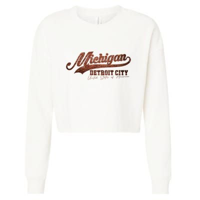 Michigan Detroit City Bricks Cropped Pullover Crew