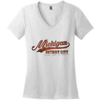 Michigan Detroit City Bricks Women's V-Neck T-Shirt