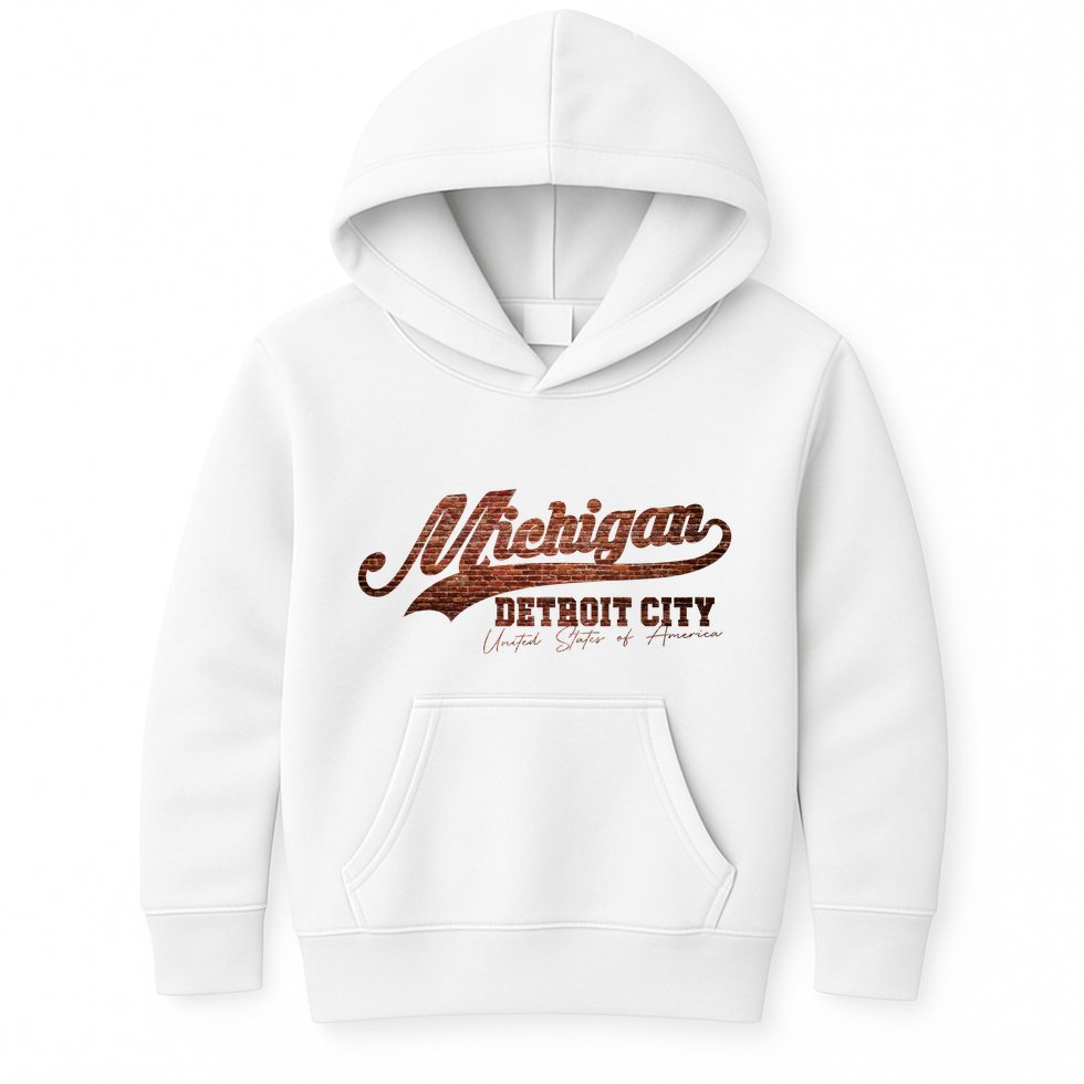 Michigan Detroit City Bricks Kids Hoodie