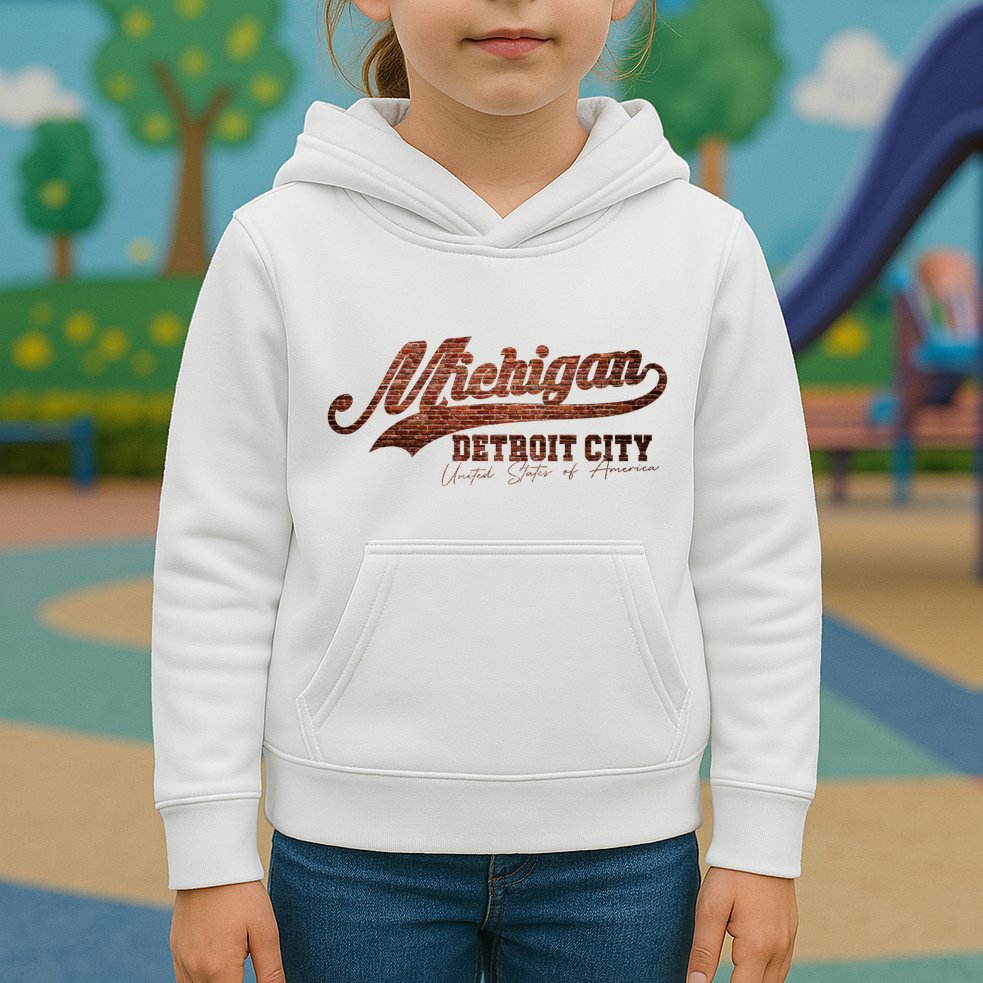 Michigan Detroit City Bricks Kids Hoodie