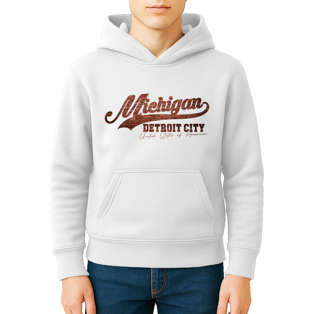 Michigan Detroit City Bricks Kids Hoodie