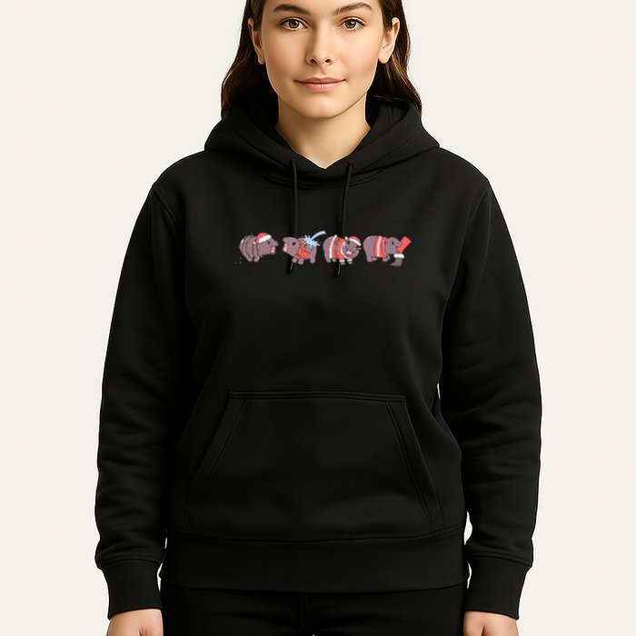 Moo Deng Christmas Moo Deng Christmas Pajama Matching Family Hoodie