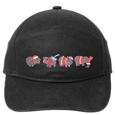 Moo Deng Christmas Moo Deng Christmas Pajama Matching Family 7-Panel Snapback Hat