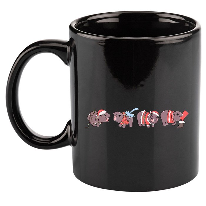 Moo Deng Christmas Moo Deng Christmas Pajama Matching Family 11oz C Handle Ceramic Mug