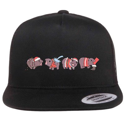 Moo Deng Christmas Moo Deng Christmas Pajama Matching Family Flatbill Hat