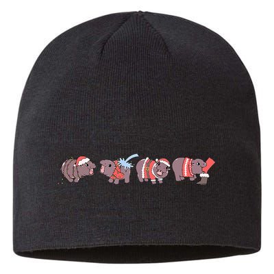 Moo Deng Christmas Moo Deng Christmas Pajama Matching Family Sustainable Beanie