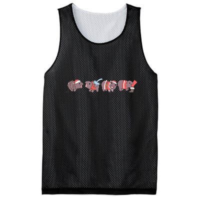 Moo Deng Christmas Moo Deng Christmas Pajama Matching Family Mesh Reversible Basketball Jersey Tank