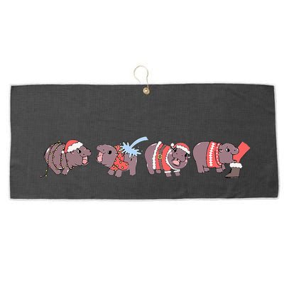 Moo Deng Christmas Moo Deng Christmas Pajama Matching Family Large Microfiber Waffle Golf Towel