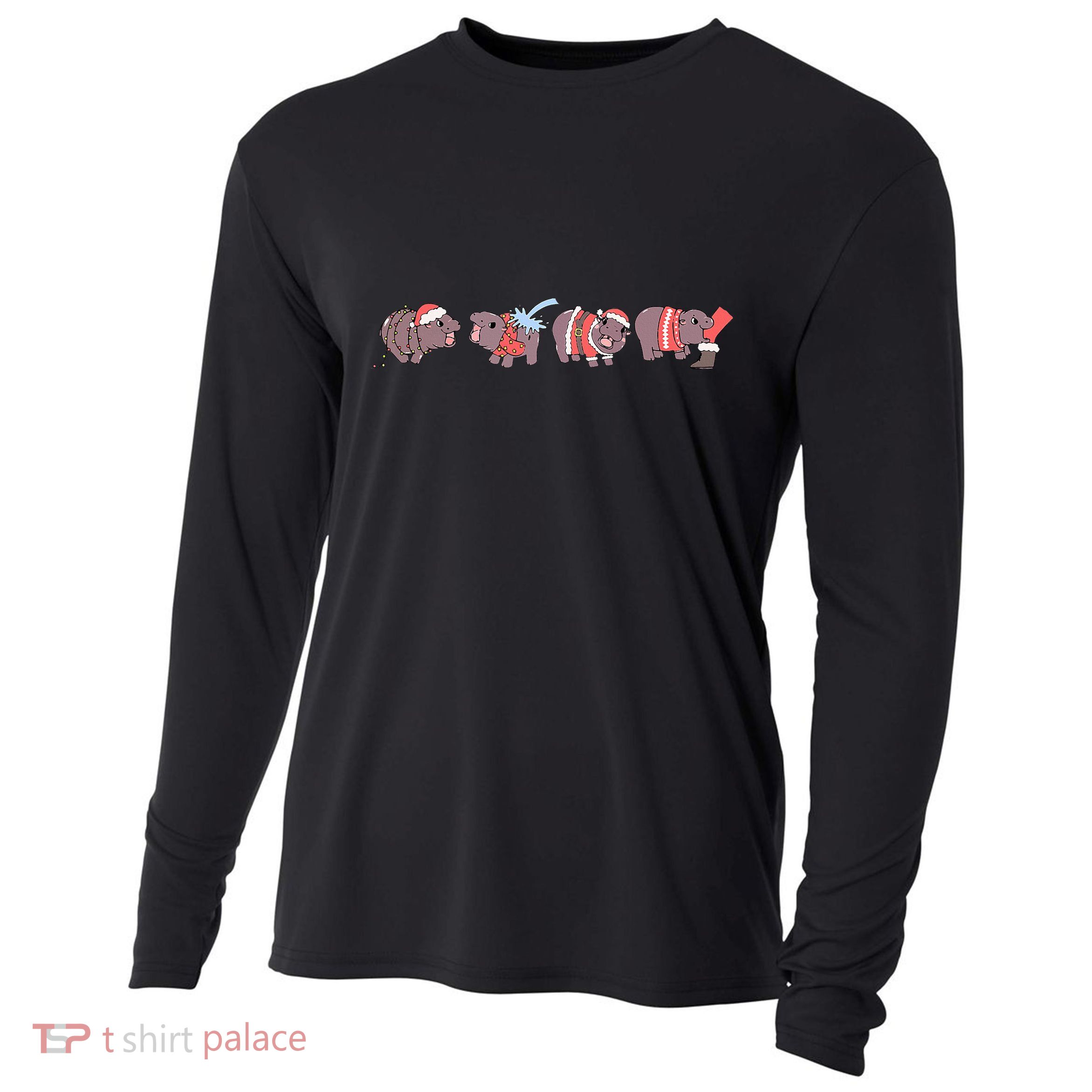 Moo Deng Christmas Moo Deng Christmas Pajama Matching Family Cooling Performance Long Sleeve Crew