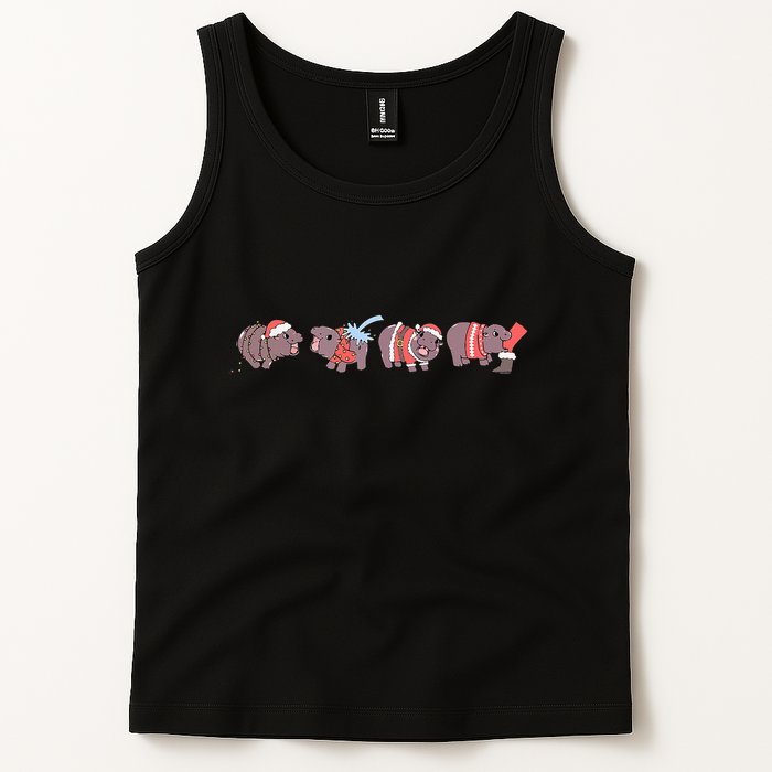 Moo Deng Christmas Moo Deng Christmas Pajama Matching Family Tank Top