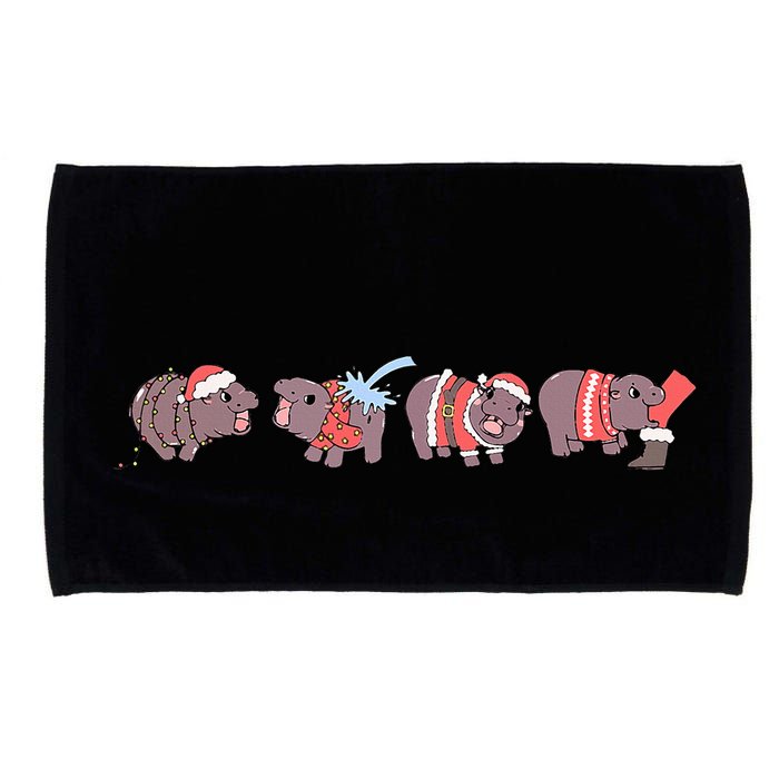 Moo Deng Christmas Moo Deng Christmas Pajama Matching Family Microfiber Hand Towel