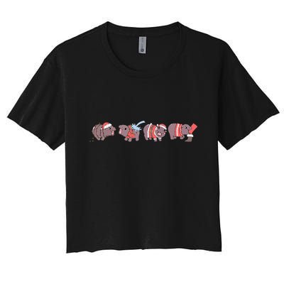 Moo Deng Christmas Moo Deng Christmas Pajama Matching Family Crop Top