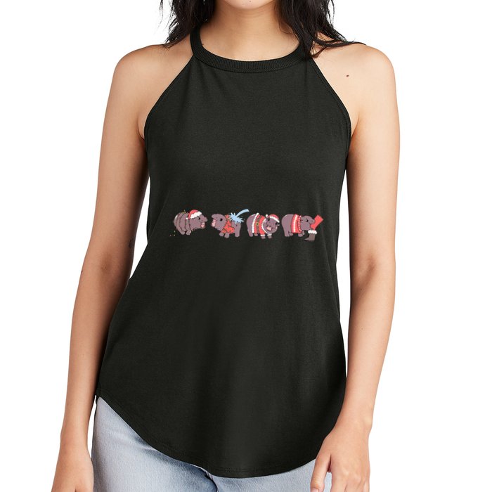 Moo Deng Christmas Moo Deng Christmas Pajama Matching Family Women's Perfect Tri Rocker Tank