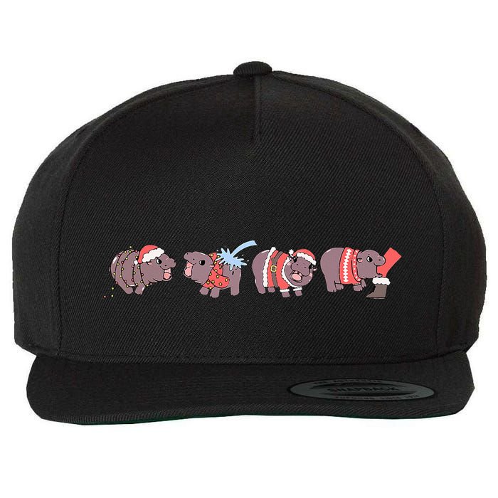Moo Deng Christmas Moo Deng Christmas Pajama Matching Family Wool Snapback Cap