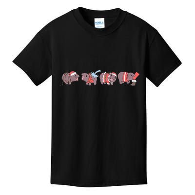 Moo Deng Christmas Moo Deng Christmas Pajama Matching Family Kids T-Shirt