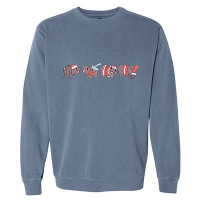 Moo Deng Christmas Moo Deng Christmas Pajama Matching Family Garment-Dyed Sweatshirt