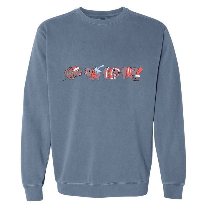 Moo Deng Christmas Moo Deng Christmas Pajama Matching Family Garment-Dyed Sweatshirt