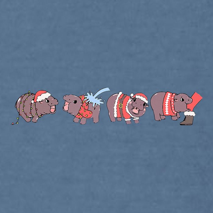 Moo Deng Christmas Moo Deng Christmas Pajama Matching Family Garment-Dyed Sweatshirt