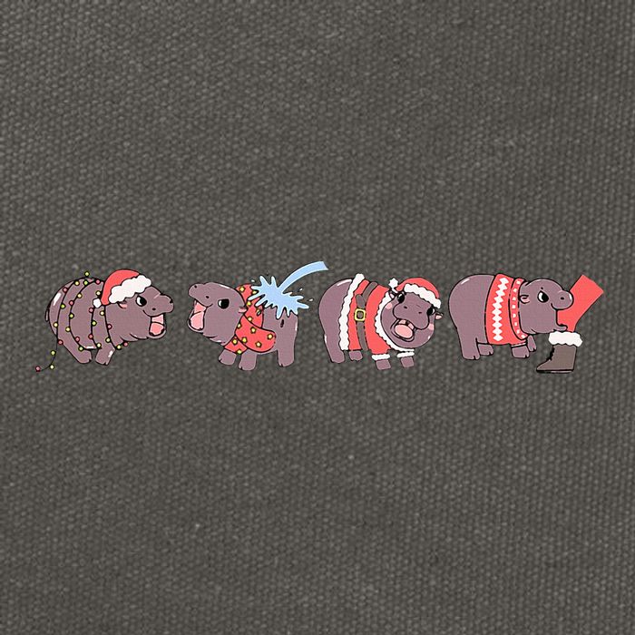 Moo Deng Christmas Moo Deng Christmas Pajama Matching Family Cotton Canvas Backpack
