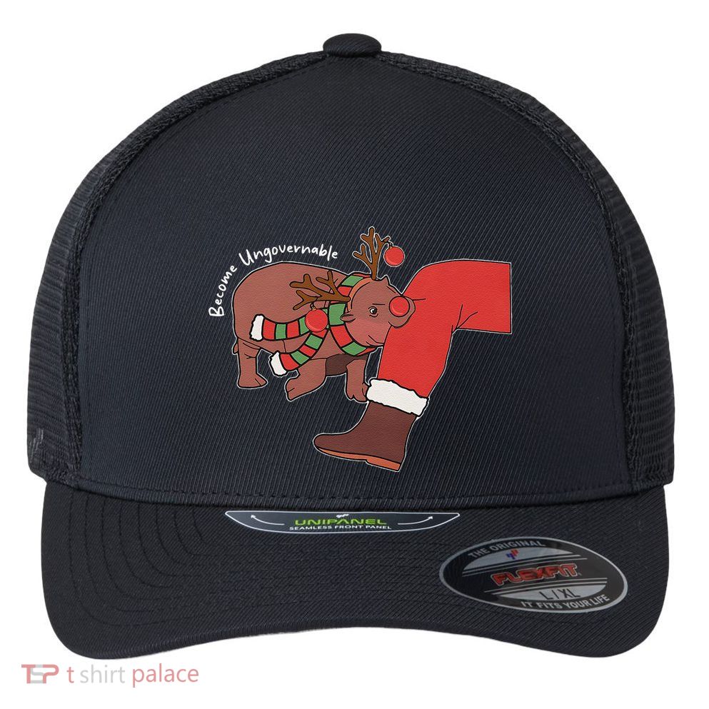Moo Deng Christmas Animal Lover Trending Become Ungovernable Flexfit Unipanel Trucker Cap