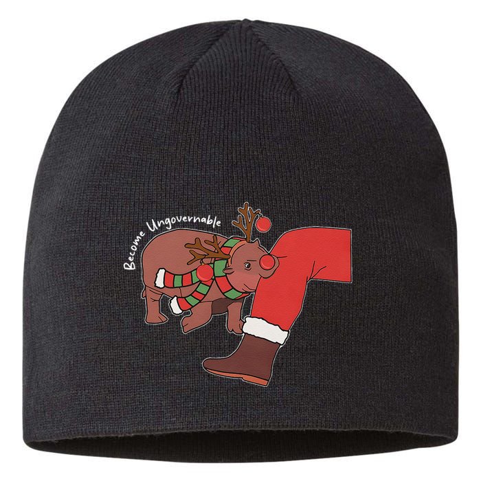 Moo Deng Christmas Animal Lover Trending Become Ungovernable Sustainable Beanie