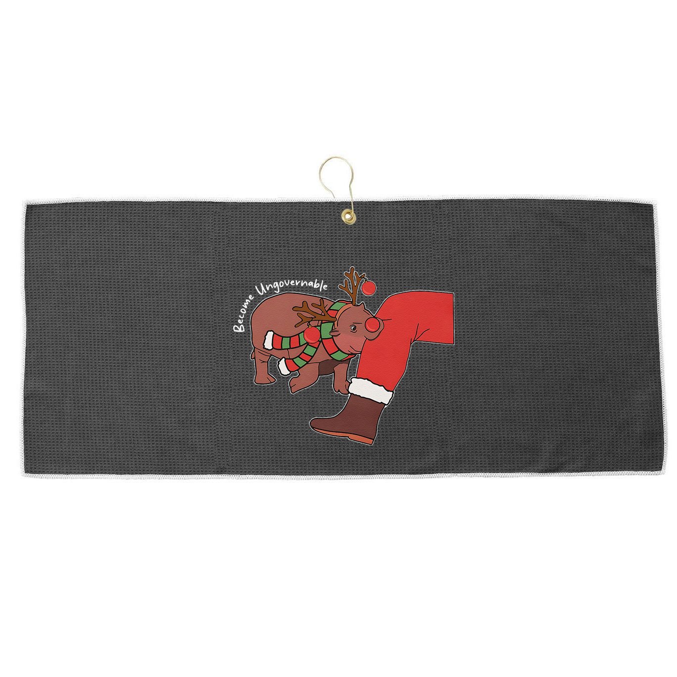 Moo Deng Christmas Animal Lover Trending Become Ungovernable Large Microfiber Waffle Golf Towel