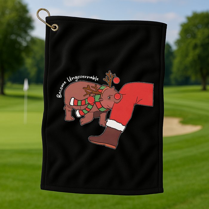 Moo Deng Christmas Animal Lover Trending Become Ungovernable Golf Towel