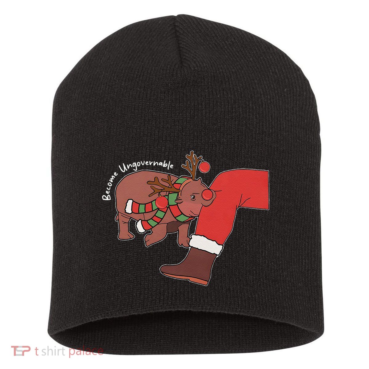 Moo Deng Christmas Animal Lover Trending Become Ungovernable Short Acrylic Beanie
