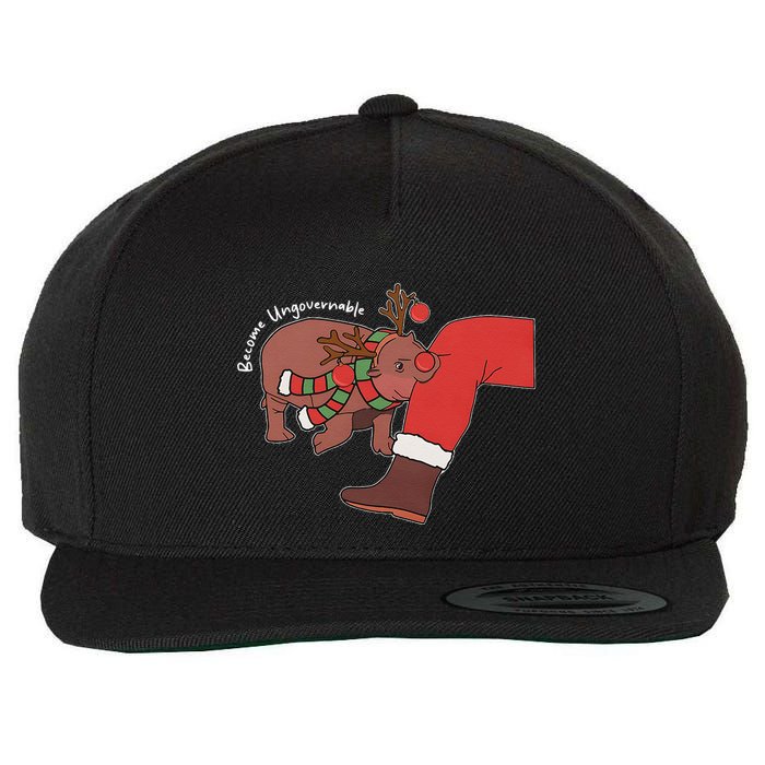 Moo Deng Christmas Animal Lover Trending Become Ungovernable Wool Snapback Cap