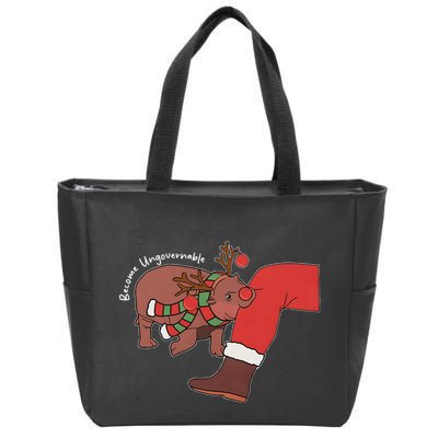 Moo Deng Christmas Animal Lover Trending Become Ungovernable Zip Tote Bag