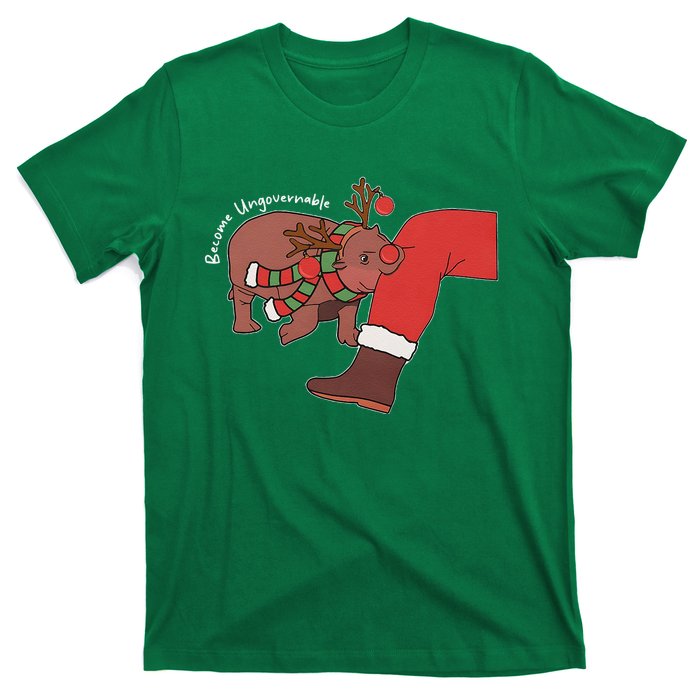 Moo Deng Christmas Animal Lover Trending Become Ungovernable T-Shirt