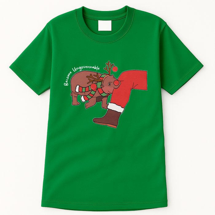 Moo Deng Christmas Animal Lover Trending Become Ungovernable Tall T-Shirt