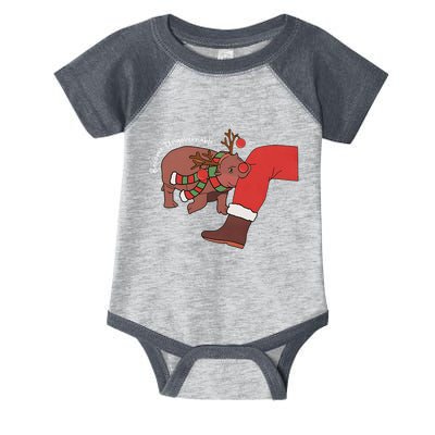 Moo Deng Christmas Animal Lover Trending Become Ungovernable Infant Baby Jersey Bodysuit