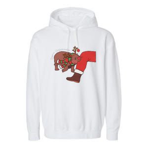 Moo Deng Christmas Animal Lover Trending Become Ungovernable Garment-Dyed Fleece Hoodie