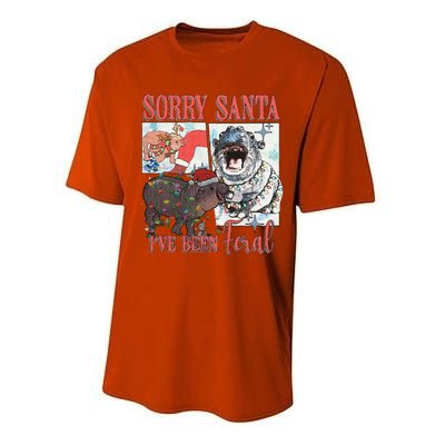 Moo Deng Christmas Santa Hat Sorry Santa IVe Been Feral Performance Sprint T-Shirt