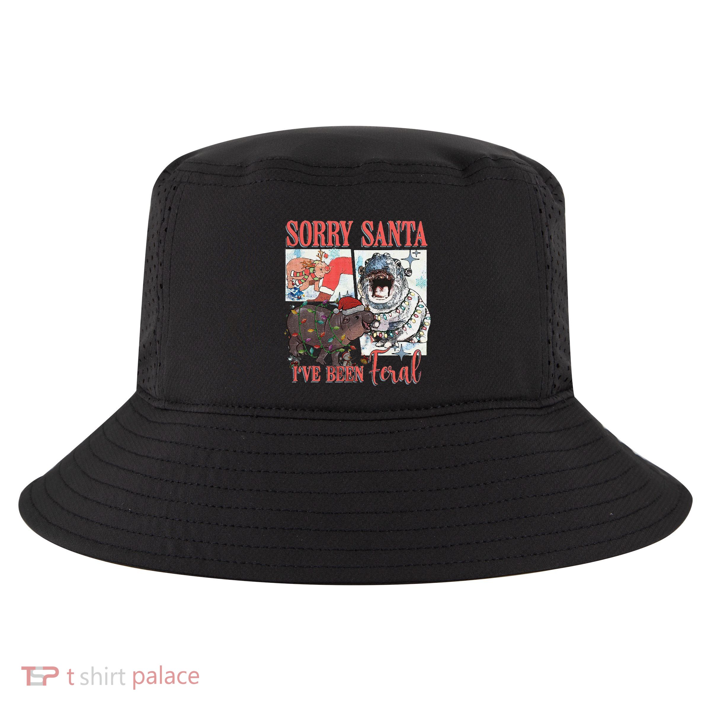 Moo Deng Christmas Santa Hat Sorry Santa IVe Been Feral Cool Comfort Performance Bucket Hat
