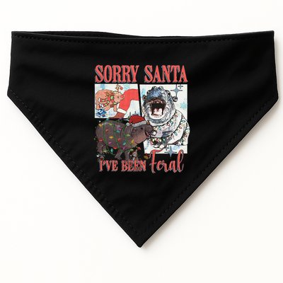 Moo Deng Christmas Santa Hat Sorry Santa IVe Been Feral USA-Made Doggie Bandana