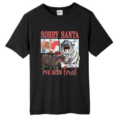 Moo Deng Christmas Santa Hat Sorry Santa IVe Been Feral Tall Fusion ChromaSoft Performance T-Shirt