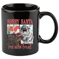 Moo Deng Christmas Santa Hat Sorry Santa IVe Been Feral 11oz C Handle Ceramic Mug
