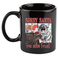 Moo Deng Christmas Santa Hat Sorry Santa IVe Been Feral 11oz C Handle Ceramic Mug