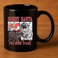 Moo Deng Christmas Santa Hat Sorry Santa IVe Been Feral 11oz C Handle Ceramic Mug