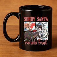 Moo Deng Christmas Santa Hat Sorry Santa IVe Been Feral 11oz C Handle Ceramic Mug