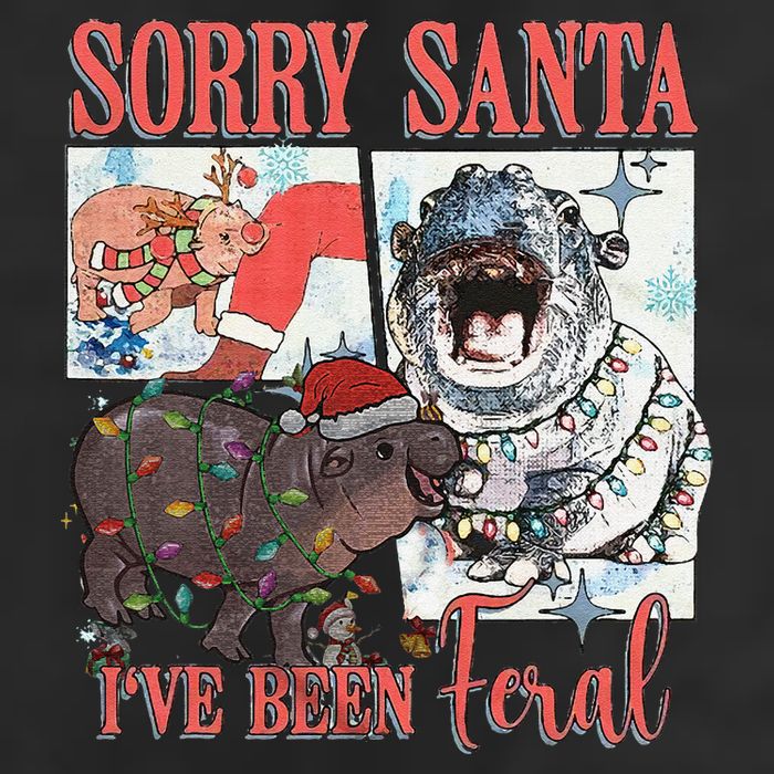 Moo Deng Christmas Santa Hat Sorry Santa IVe Been Feral 11oz C Handle Ceramic Mug