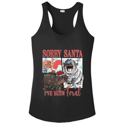 Moo Deng Christmas Santa Hat Sorry Santa IVe Been Feral Ladies PosiCharge Competitor Racerback Tank