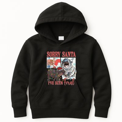 Moo Deng Christmas Santa Hat Sorry Santa IVe Been Feral Kids Hoodie