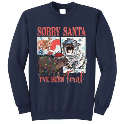 Moo Deng Christmas Santa Hat Sorry Santa IVe Been Feral Sweatshirt