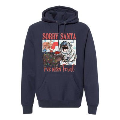 Moo Deng Christmas Santa Hat Sorry Santa IVe Been Feral Premium Hoodie